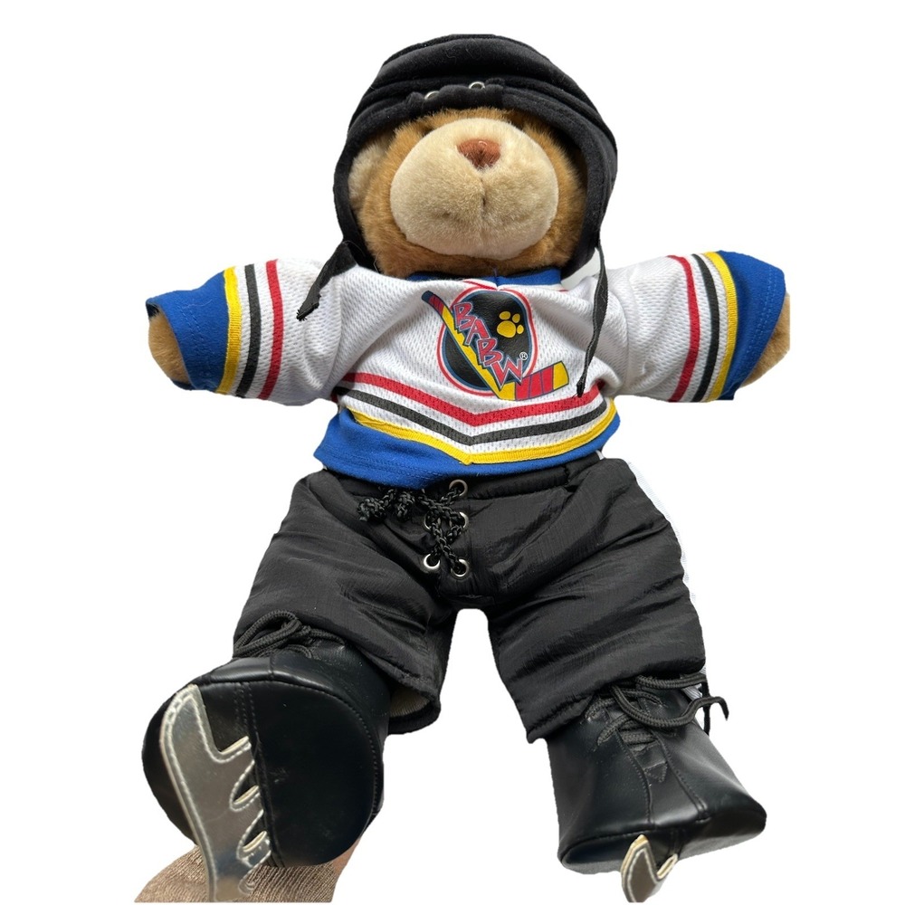 BUILD-A-BEAR Bear in Hockey Uniform BABW Jersey Pants Helmet Teddy‎ Bear